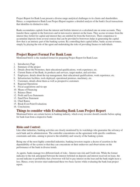 <b>Project Report</b> <b>for Bank</b> <b>Loan</b> Details File Format Google Docs Word Pages Size: A4 & US Download This file is an editable template of a <b>project report</b> plan for a <b>bank</b> <b>loan</b>. . Apartment construction project report for bank loan pdf